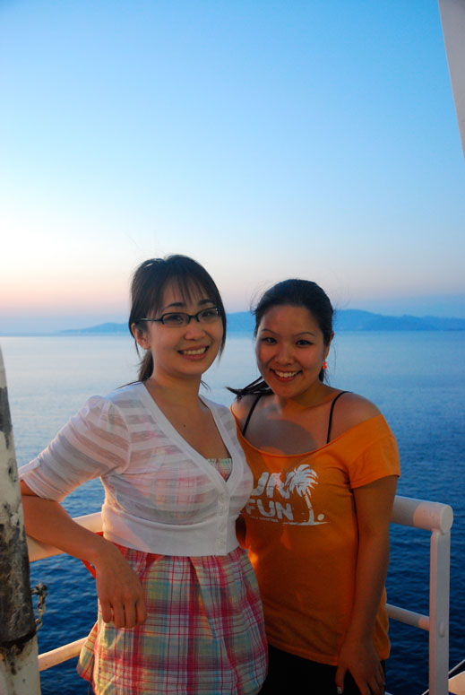 Sunset on the way to Santorini